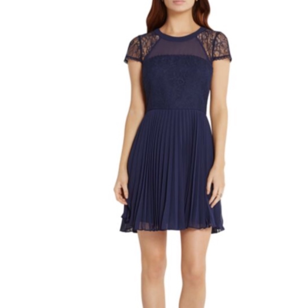 Navy blue cute dress with pleated details-NWT BCBG